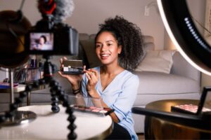 an influencer making videos