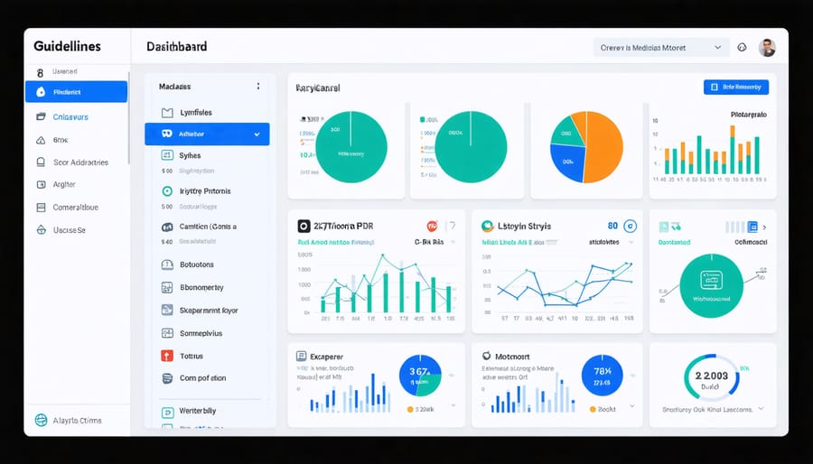 Social media analytics dashboard displaying key performance metrics, engagement rates, and conversion data